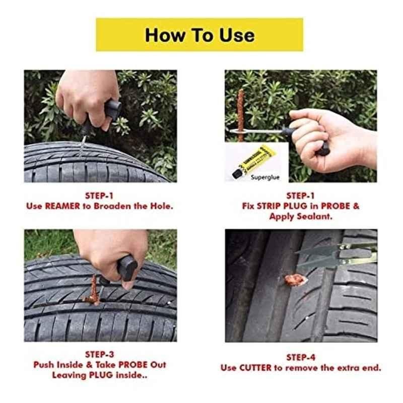 6-in-1 Universal Tubeless Tire Puncture Repair Kit